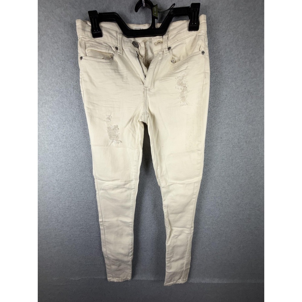 Mudd Jeans Juniors 0 White High Rise Jean Legging Distressed Stretch Denim
